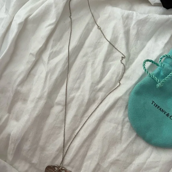 Tiffany and Co double heart in silver and teal enamel small size - Picture 3 of 4